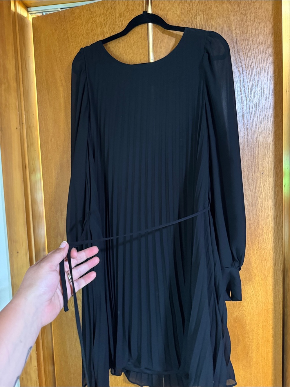 Sheer black Torrid dress with waist tie
